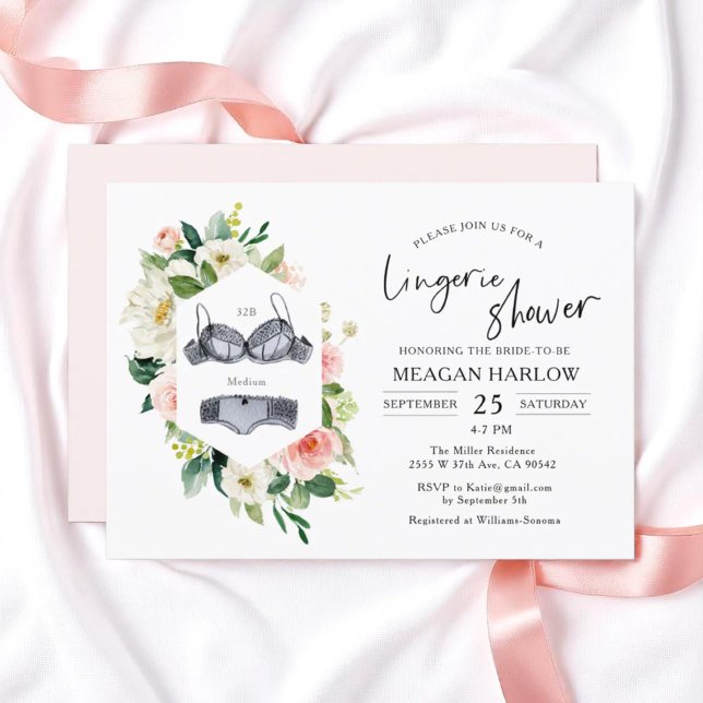 Invitation Floral Lingerie Douche Sous-vêtements Fête Invitat (Créateur téléchargé)