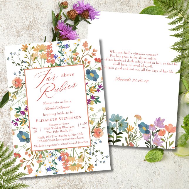 Invitation Floral Loin au-dessus de Rubies Proverbes 31 Fête  (Créateur téléchargé)