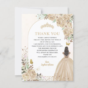 Invitation Floral Lumière Or Princesse Quinceanera Merci
