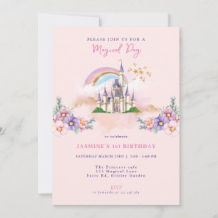 Invitation Floral Magical Princess Castle