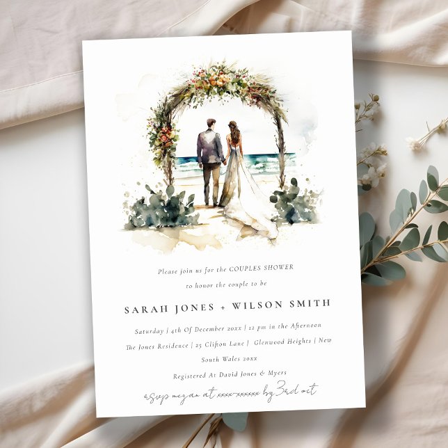 Invitation Floral Mariage Arch Beach Seascape Couples Douche (Créateur téléchargé)