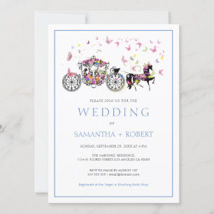 Invitation Floral Mariage Horse Carriage Papillons Mariage
