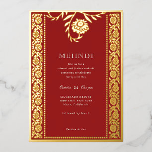Invitation Floral Marigold Gold Mehndi