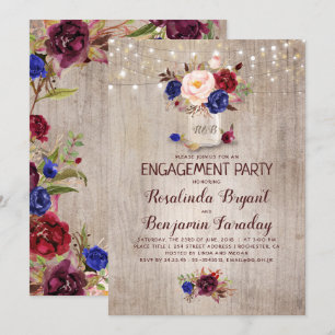 Invitation Floral Mason Jar Rustic