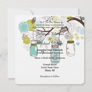 Invitation Floral Mason Jars Mariage