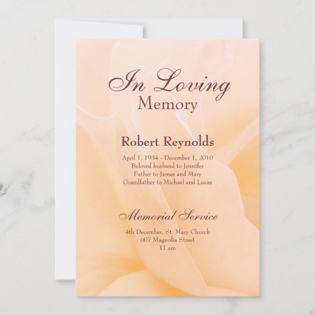 Invitation Floral Memorial Service (Devant)