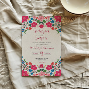 Invitation Floral mexicain coloré élégant Mariage Boda