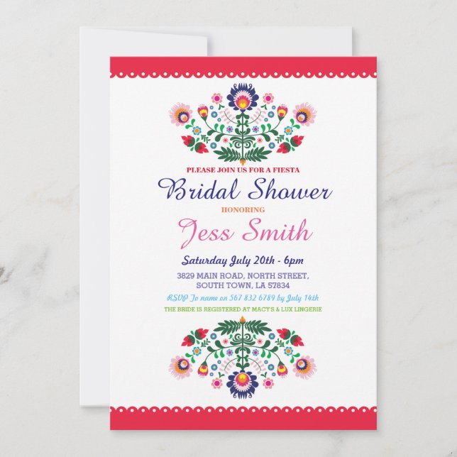 Invitation floral mexicain de fiesta de partie de (Devant)
