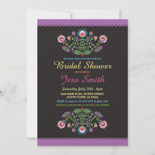 Invitation floral mexicain de fiesta de partie de (Devant)