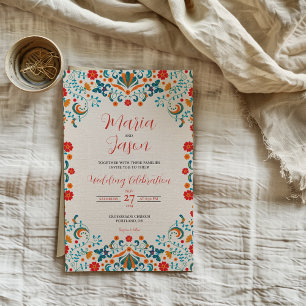 Invitation Floral mexicain Élégant Mariage botanique coloré