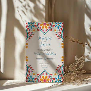 Invitation Floral mexicain Fleurs colorées Boda Mariage