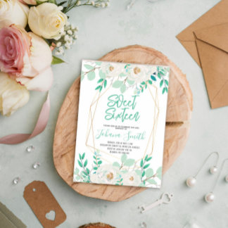 Invitation Floral Mint Blue Sweet sixteen Anniversaire Invita