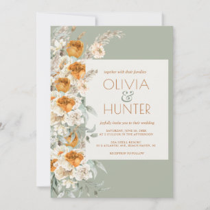 Invitation Floral moderne Silver Sage Vert Mariage tout-en-un