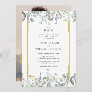 Invitation Floral Monogramme Mariage Couples Douche Photo