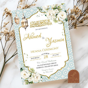 Invitation Floral musulman Mariage de henné