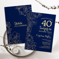 Floral Navy Gold Surprise 40e fête d'anniversaire