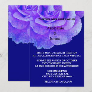 Invitation Floral Navy Rose bleu Fleur Rustique Boho Mariage