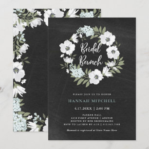 Invitation Floral noir et blanc rustique   Brunch nuptial