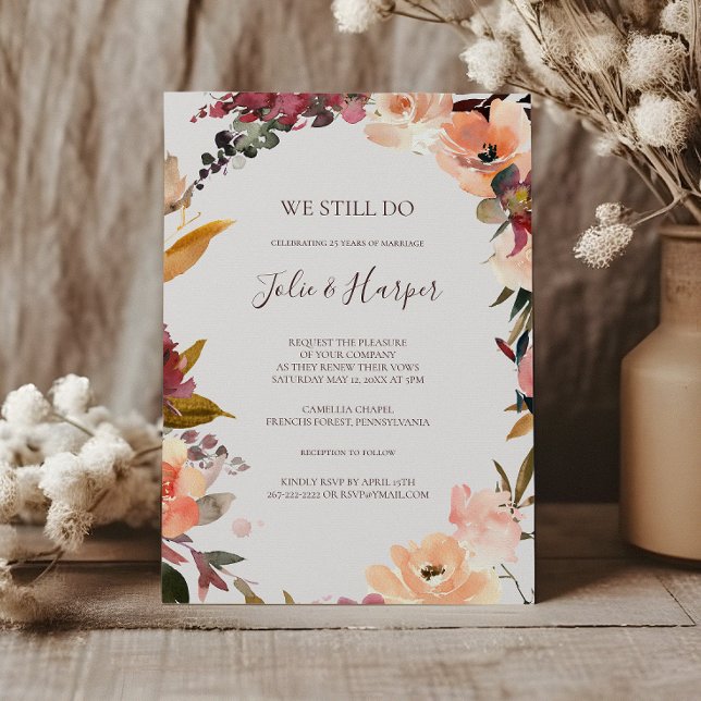 Invitation Floral Orange Bourgogne | Renouvellement de Vow be (Créateur téléchargé)