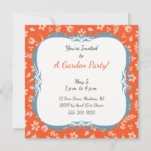 Invitation Floral orange d'invitation faite sur commande de (Devant)