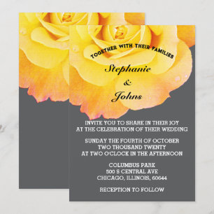 Invitation Floral Orange Jaune Gris Gris Cool Boho Mariage