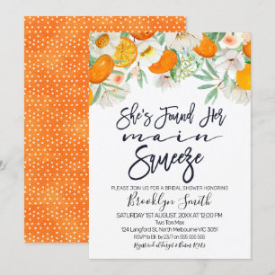 Invitation Floral orange principal presser nuptiale invitatio