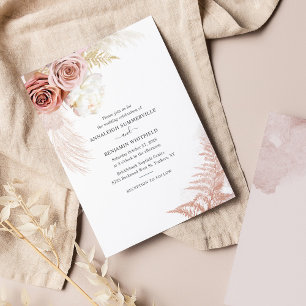 Invitation Floral Pampas Grass Terracotta Script Mariage