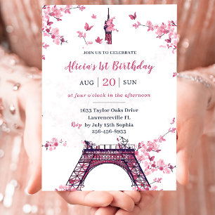 Invitation Floral Paris Tour Eiffel 1er anniversaire