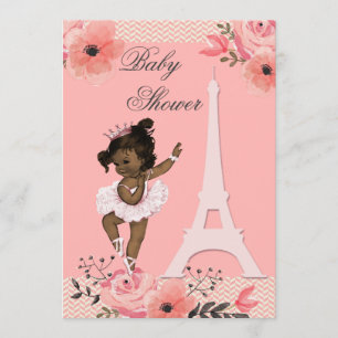 Invitation Floral Paris Tour Eiffel Ethnic Ballerina Douche