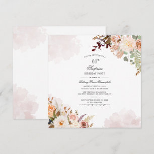 Invitation Floral Pastel 60e anniversaire Script Surprise Par