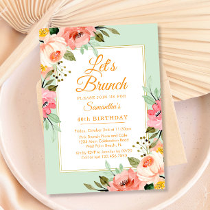 Invitation Floral Pastels rose Brunch N'importe quelle fête