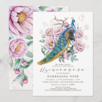 Floral Peacock Quinceañera Mis Quince Anniversaire