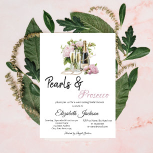 Invitation Floral Pearls Prosecco Enterrement de Vie de Jeune