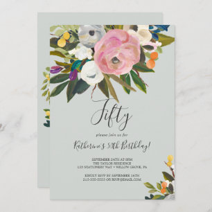 Invitation Floral peint 50e anniversaire