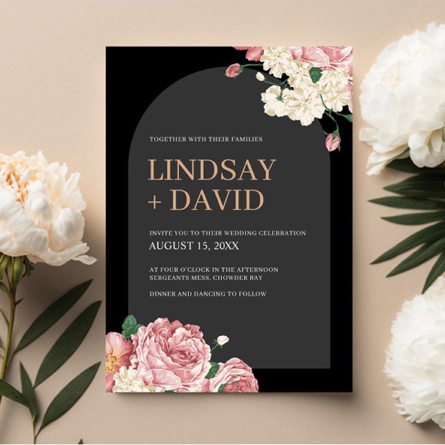 Invitation Floral Peonies et Mariage Rose (Créateur téléchargé)