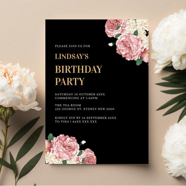 Invitation Floral Peony et Roses à la fête d'anniversaire Noi (Créateur téléchargé)