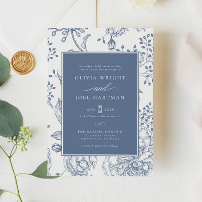 Invitation Floral Periwinkle Mariage élégant (Créateur téléchargé)