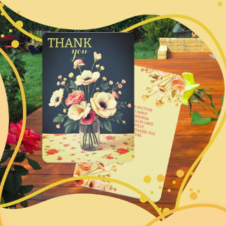 Invitation Floral Personalized Yellow Flat Thank You Card
