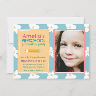 Invitation  Floral Photo Preschool Graduation