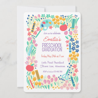 Invitation Floral Photo Preschool Graduation Party