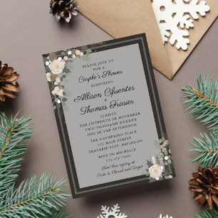 Invitation Floral Pine Holiday Couple d'hiver douche