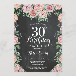 Invitation Floral Pink Peonies 30e tableau de bord d'annivers