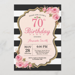 Invitation Floral Pink Peonies 70e anniversaire de fête Invit