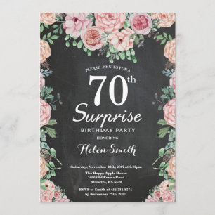 Invitation Floral Pink Peonies surprise 70e anniversaire