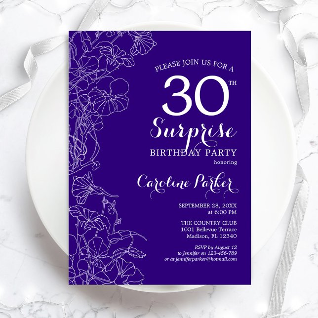 Invitation Floral Purple Surprise 30ème anniversaire (Créateur téléchargé)