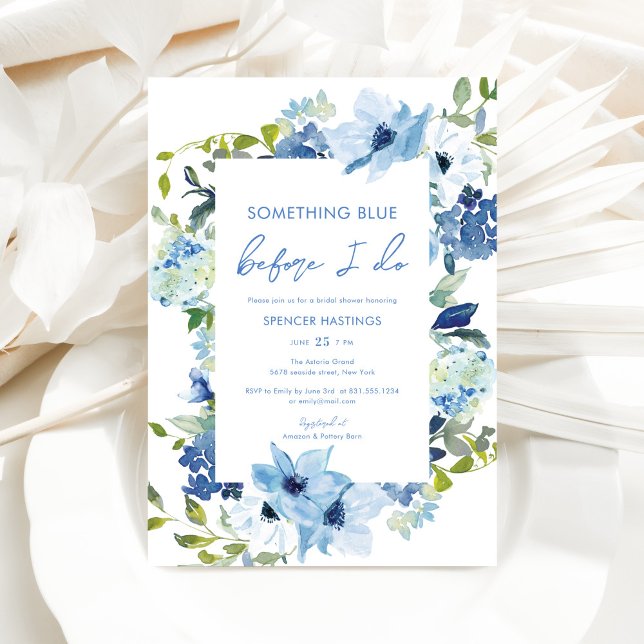 Invitation Floral quelque chose de bleu avant de faire Fête d (Créateur téléchargé)