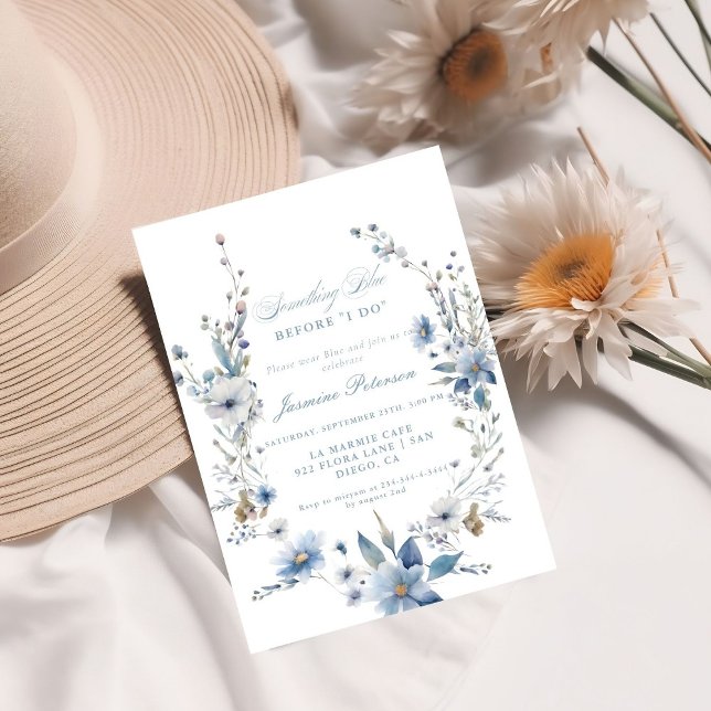 Invitation Floral Quelque chose de bleu avant de faire Fête d (Créateur téléchargé)