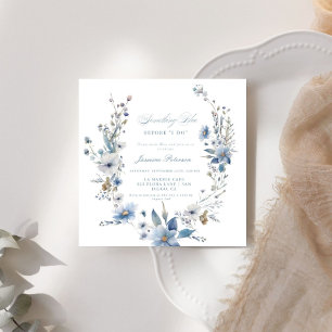 Invitation Floral Quelque chose de bleu avant de faire Fête d