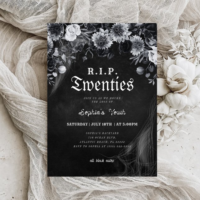 Invitation Floral RIP 20s Mort à ma jeunesse 30e anniversaire (Créateur téléchargé)