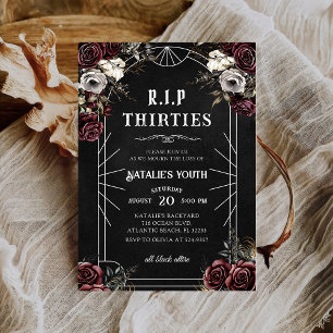 Invitation Floral RIP 30s 40e anniversaire Mort à ma jeunesse
